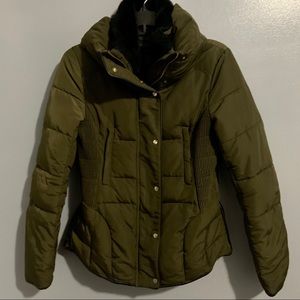 Ladies Fitted Coat, Olive Green, Zara Basic